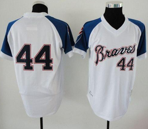 Youth Atlanta Braves Customized 1974 White Mitchell And Ness Throwback Stitched Jersey